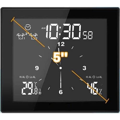 Digital LCD Screen Clock,Countdown Clock for Bathroom/Kitchen,Waterproof Wall Clock with Temperature&Humidity Display,B