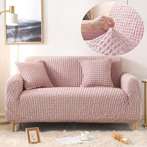 Sofa covers for living room fully wrapped stretch solid color Printed Plaid sofa cover knitted universal sofa cushion cover