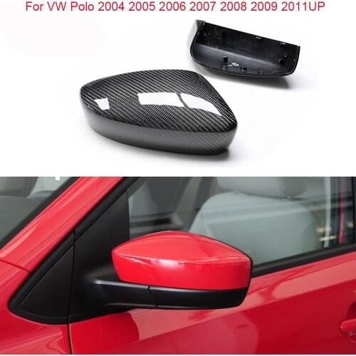 For VW Polo 2004 2005 2006 2007 2008 2009 2011+ 1 Pair Car Accessories Full Replacement Carbon Fiber Rearview Mirror Caps Cover