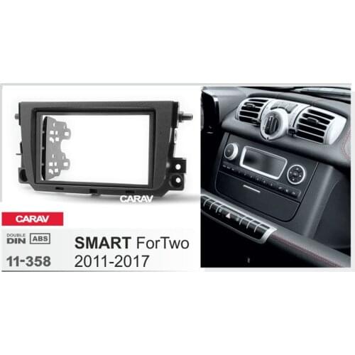 Doble Din Radio Fascia for SMART ForTwo Stereo Audio Panel Mount Installation Dash Kit Adjusting Frame Adapter CARAV 11-358