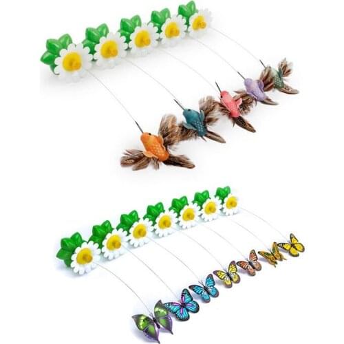 Electric Cat Toy Rotating Bird Fun Flowers Green Leaf Interactive Cat Scratching Toy Interactive kitten interactive training