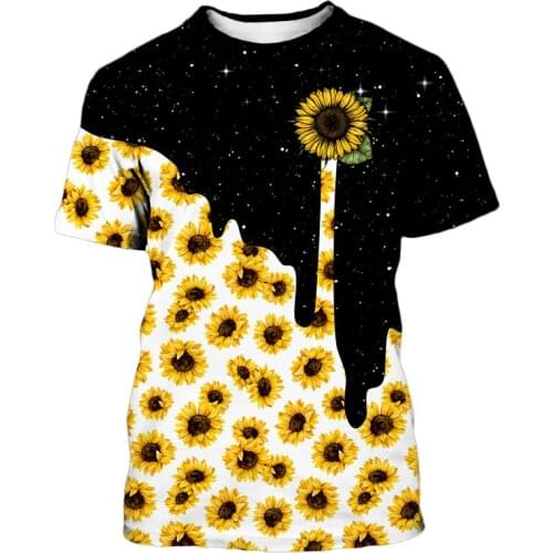 Fashion Galaxy sunflower 3d print t shirt Men Women fashion Harajuku Short sleeve flower t-shirt casual homme t shirt
