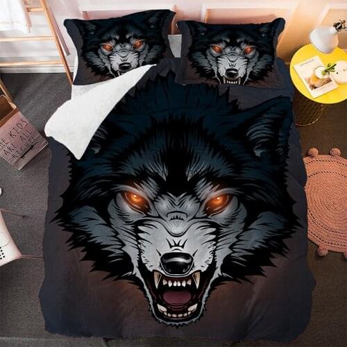 Modern Wild Animal Wolf Bedding Set 3D Digital Print Adult Bedroom Deluxe Down Bedcover Pillowcases 2-3 Pieces