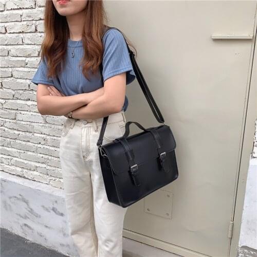 Korean preppy style student school bag pu leather female messenger bags vintage multifunctional Women shoulder bag ladies Totes