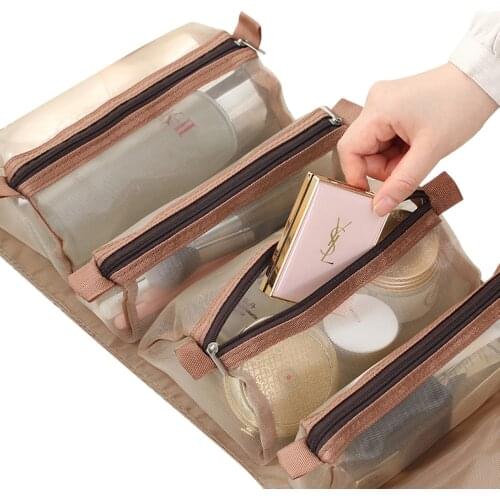 Cosmetic Bag Folding Portable Detachable 4 in 1 Toiletry Storage Bag Organizer for Vacation Traveling Business Trip