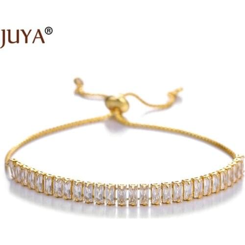 Fashion Gold Adjustable Chain Luxury Cubic Zirconia Rhinestone Bracelet Bangle For Women Ladies Party Wedding Jewelry