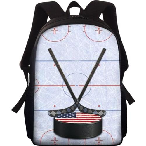 15” Fashion Ice Hockey Pattern Girl Boy School Bag Lightweight Girls Backpack Kids Bags Backpack Child Bagpack Student Schoolbag