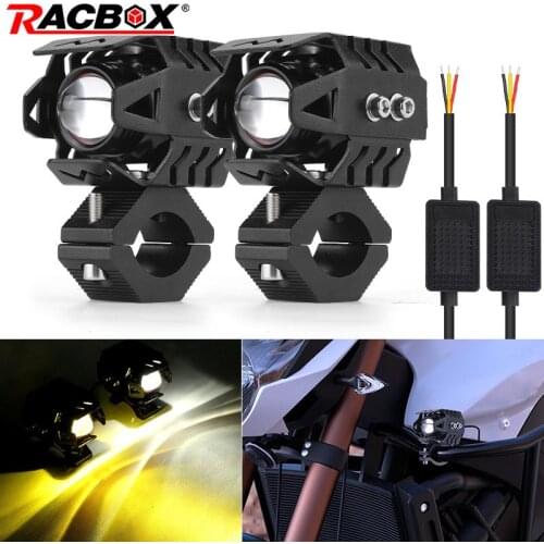 Motorcycle Led Headlight Spotlight Work Light White Amber Fog Light Daytime Running Light Hi/Lo Beam For ATV Motorbike 12V 24V