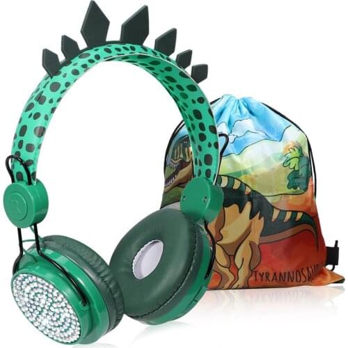 Cute Dinosaur Kids Headphones with Microphones HD Sound Adjustable Wired Earphones For Children Boys Birthday Christmas Gifts