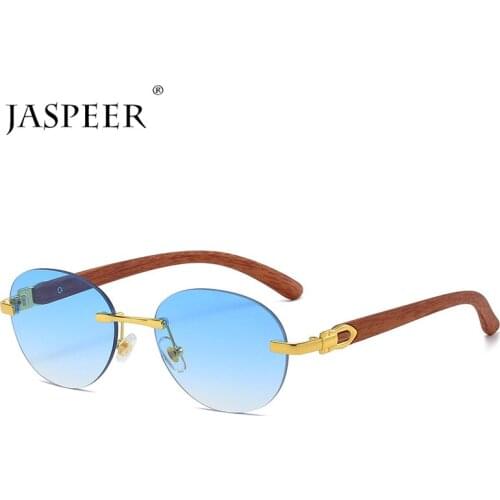 JASPEER Classic Rimless Glasses Men Retro Oval Gradient Sun Glasses UV400 Woman Framelsss Shades Vintage Eyewear Oculos De Sol