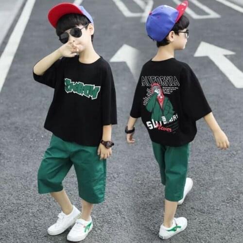 Boys Clothes Set Short Sleeve T-Shirt +Pants Summer Kids Boy Sports Suit Children Clothing Outfits Teen 5 6 7 8 9 10 11 12 Years