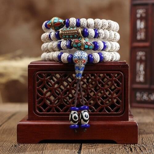 Wholesale Natural Star and Moon Bodhi Bracelet 108 Beads Ethnic Rosary Bracelet Jewelry Lotus Pendant Accessories