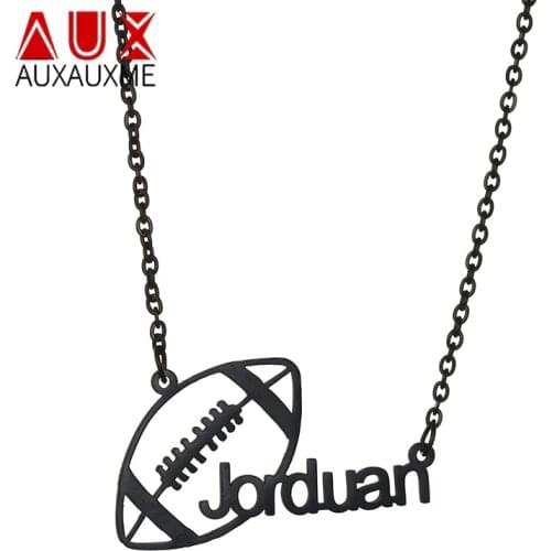 Auxauxme Custom Logol Drawing Name Necklace Stainless Steel Personlized Picture for Adults Childs School Company Jewelry