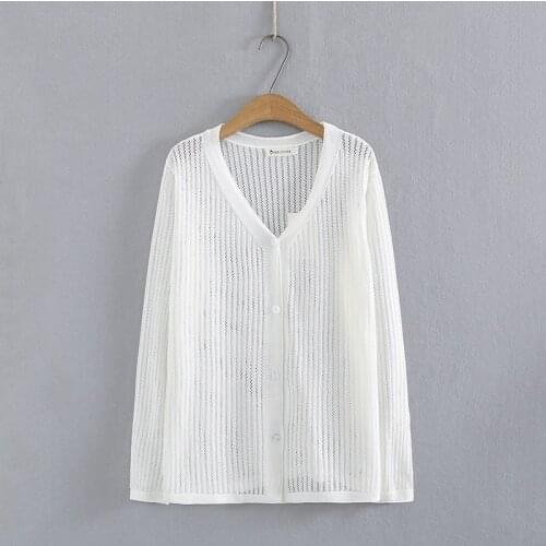 Plus Size V-neck Womens Knitted Button Up Carrdigan Oversized White Black Spring Summer Casual Outerwear