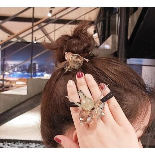 60pcs/lot DIY Simple Multi Upgrade Crystal Elasticity Hair Band Ball Drill Rubber Band Hair Styling Tools Accessories HA1343