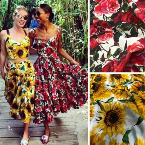 Rose cotton poplin fabric cloth 145 cm width D brand printed pants shirt dress fabric can be customized super wholesale price