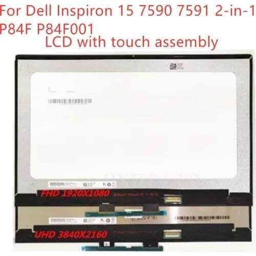 15.6-inches FHD Touch Screen For Dell Inspiron 15 7590 7591 2-in-1 P84F P84F001 LCD Touch Screen Digitizer Replacement Assembly