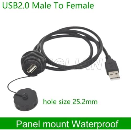 USB2.0 male plug + female socket with cable 1 meter, can fixed on panel, matching with our rubber connector can super waterproof