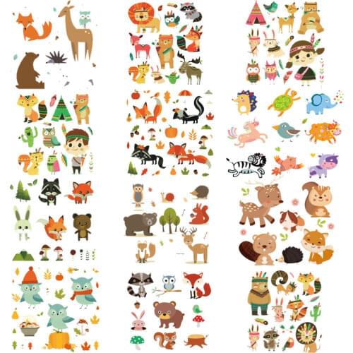 Cute Cartoon Animal Iron on Patches Thermo Heat Transfer Stickers on Clothes Badges Transfer Fusible Clothing Kids DIY T-shirt E