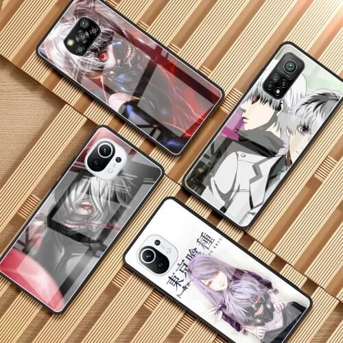Luxury Glass Case For Xiaomi Redmi Note 10 9 8 Pro 9S 8T 7 9C Mi Poco X3 NFC 10T Lite 9T 11 F3 Phone Cover Tokyo Ghoul Anime Cas