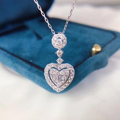 Super Shiny Full Rhinestone Heart Necklace New Fashion Women Jewelry Gold Silver Color Short Clavicle Pendant Necklace