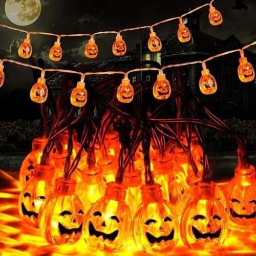 10/20/40LED Halloween String Lights Pumpkin Led Lamp DIY Hanging Horror Halloween Decoration for Home Party Supplies