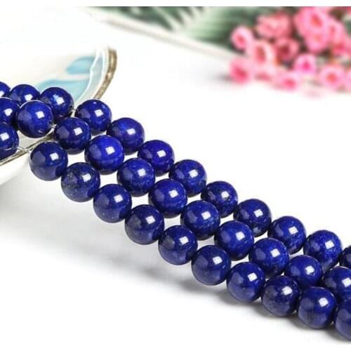 High Quality Natural Color Lapis Stone 4/6/8/10/12/14mm Smooth Round Necklace Bracelet Jewelry DIY Gem Loose Beads 38cm wk165