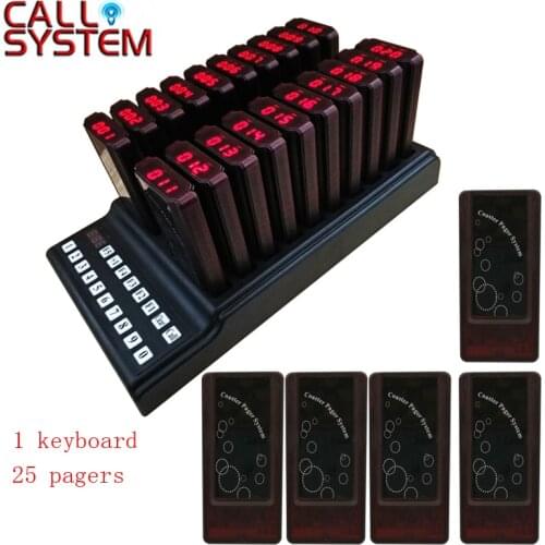 Ycall 25 Pagers and 1 Transmitter Keyboard Wireless Restaurant Call System Guest Pager Button System