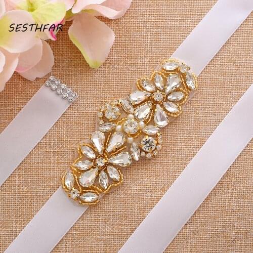 SESTHFAR Wedding Belt Rhinestones and Pearl Bridal Dresses Belts For Wedding Dress Accessories