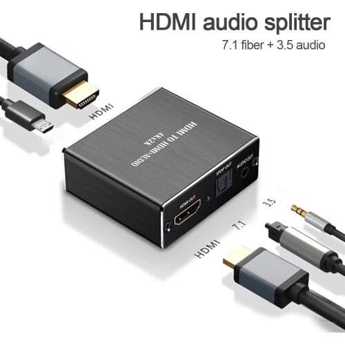 4K X 2K Stereo Extractor Converter Optical SPDIF + 3.5mm Audio Splitter Adapter Portable HDMI-compatile Audio Extractor