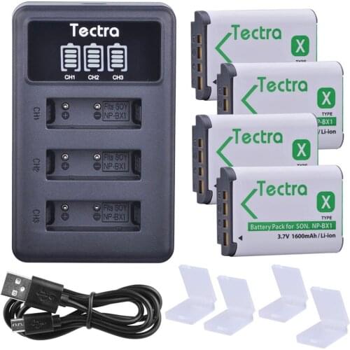 4X NP BX1 NP-BX1 Battery+3-Slots LED Charger for Sony DSC RX1 RX100 AS100V M3 M2 HX300 HX400 HX50 HX60 GWP88 AS15 NPBX1 Bateria