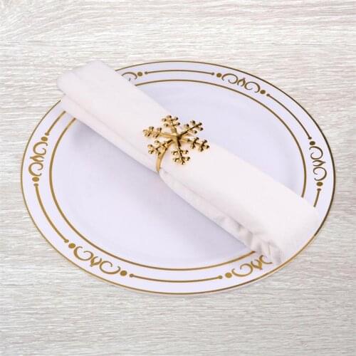 6pcs Christmas Snowflake Shaped Napkin Rings Tissue Napkin Buckles Wedding Party Event Table Decorations