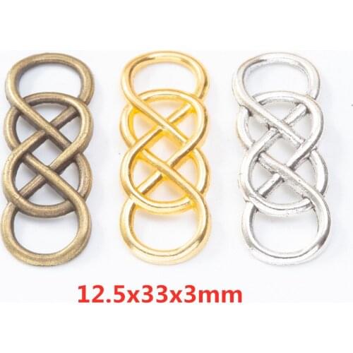 60 pieces of retro metal zinc alloy figure 8 connector pendant DIY handmade jewelry necklace making 8361