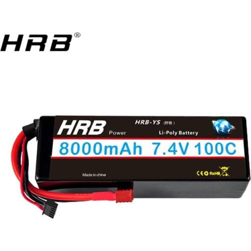 HRB Lipo 2S 2S2P Battery 7.4V 8000mah 100C Hard Case T Deans XT60 XT90 EC5 Plug For Traxxas 4WD Car FPV Airplanes Truck RC Parts