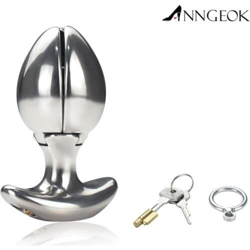 Anal Plug Prostate Massage ANNGEOK Stainless Steel Anal Lock openable Ass Trainer butt plug