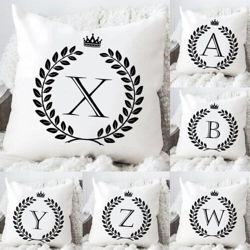 English Alphabet Cushion Case Nordic Freestyle Life Pillow Cover Crown Pillowcase Home Bedroom Chair Decor Throw Pillows 45x45cm