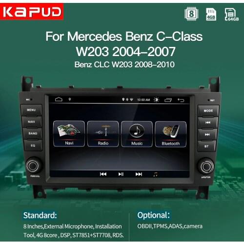 Kapud Android 10 Car Multimedia Player Autoradio GPS For Mercedes Benz C-Class W203/CLC W203 Radio Navigation Stereo BT
