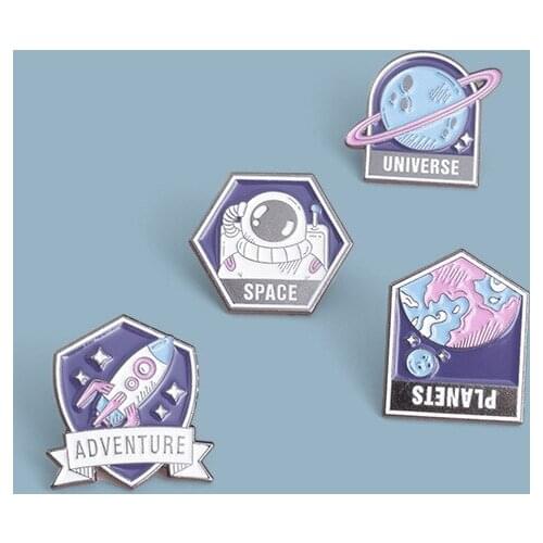 New product space rocket series brooch clothing accessories enamel metal badge