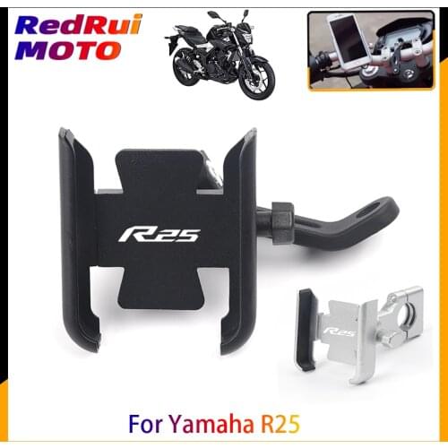For Yamaha R25 R 25 Motorcycle CNC Aluminum Mobile Phone Holder GPS Navigator Rearview Mirror Handlebar Bracket Accessories