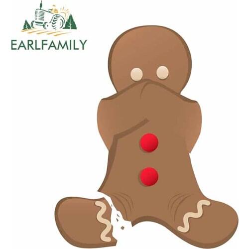EARLFAMILY 13cm x 10.5cm for Christmas Gingerbread Man Car Stickers Anime Scratch-Proof Decal Refrigerator Laptop Car Styling