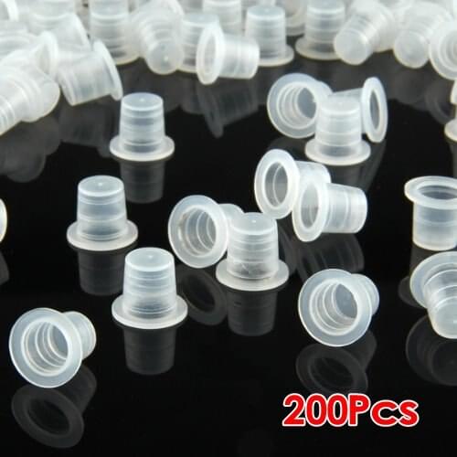 Quality 200 Plastic Small Tattoo Ink Cups Caps Holder Supplies