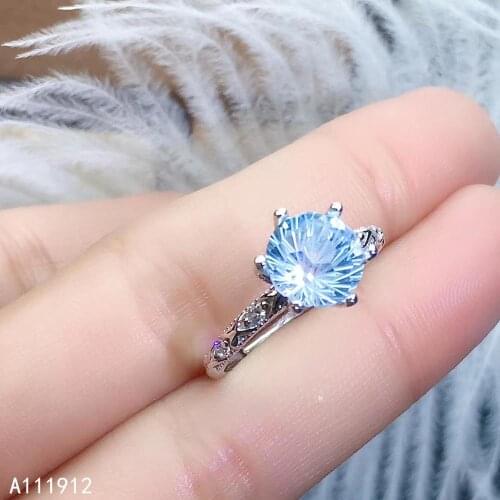 KJJEAXCMY fine jewelry natural blue topaz 925 sterling silver new women gemstone ring support test beautiful