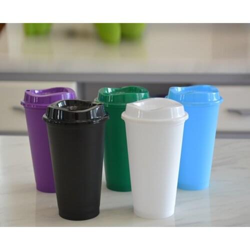 Classical shape and welcome BPA free watertight 16oz matte finish reusable plastic travel coffee cup with lid