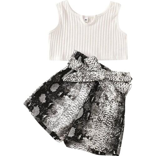 Summer Kids Baby Girls Clothing Set Sleeveless Vest Top and Print Shorts Two-piece Suit Set