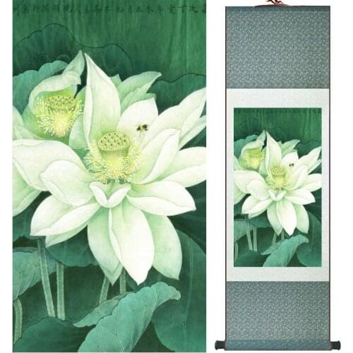 Lotus painting Water lily painting Chinese wash painting home decoration painting Chinese traditional art panting No.32407