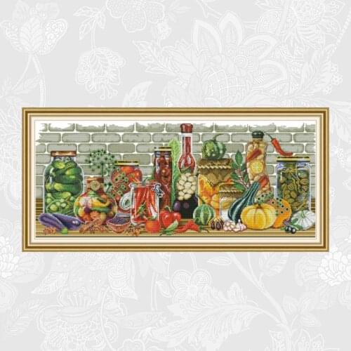 Joy Sunday All Kinds of Vegetables Counted Cross Stitch kits Sale, Embroidery Needlework Set, Home Decor Send Accessory Tools