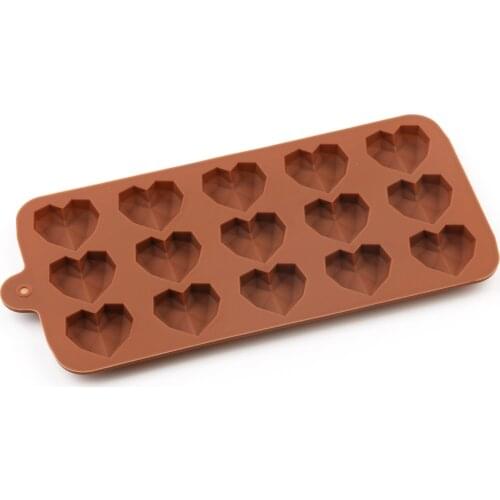 2021 New Heart Chocolate Molds 15 CavityDiamond love Shape Silicone Wedding Candy Baking Molds Cupcake Decorations Cake Mold 3D