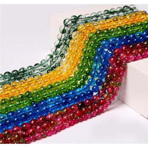 New 6 8 10MM Citrin Tourmaline Quartz Clear Crystal Beads Polished 15.5'' Round Loose Spacer Beads For Jewelry Making Charm DIY