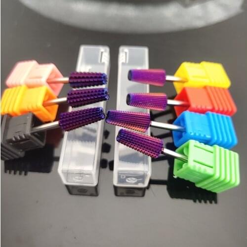 New Purple Plated 5 in 1 Carbide Nail Drill Bits With Cut 2-Way Drills Tapered Bit Milling Cutter For Manicure Nails Accessories