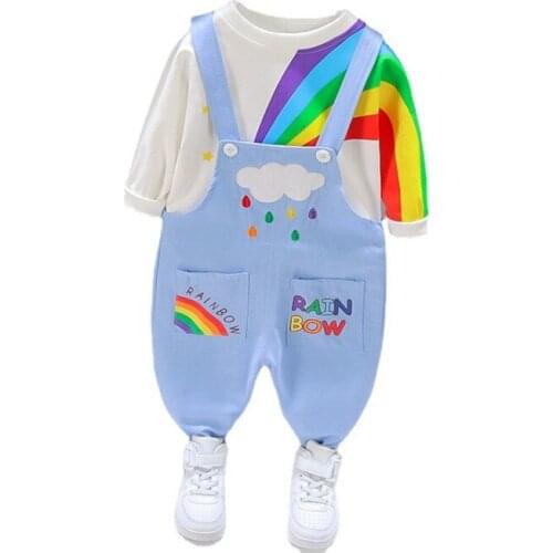 Autumn Baby Girls Boys Clothes Children Cotton T Shirt Overalls 2Pcs/Sets Spring Toddler Casual Costume Kids Fashion Sportswear